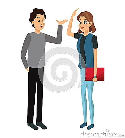 Couple young talking communication Vector Illustration