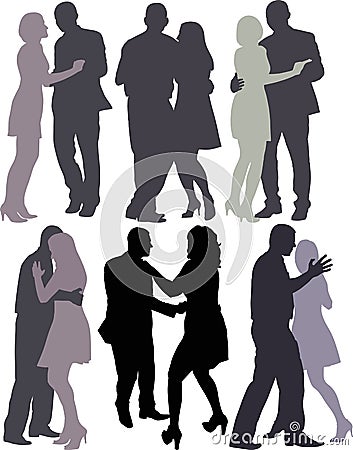 Couples dancing Vector Illustration