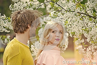 Couples in love. Man and woman in spring, easter. Stock Photo