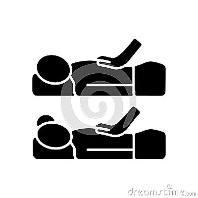 Couples massage black glyph icon Vector Illustration