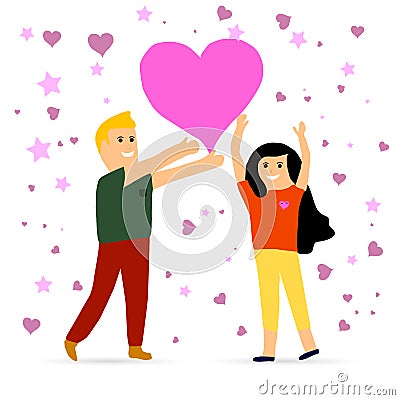 Couples Romantic Day Vector Illustration