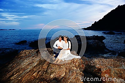 Couples showing love and happy in the midst of nature Stock Photo