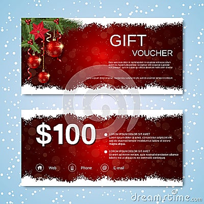 Christmas and New Year discount coupon, gift voucher vector template Vector Illustration