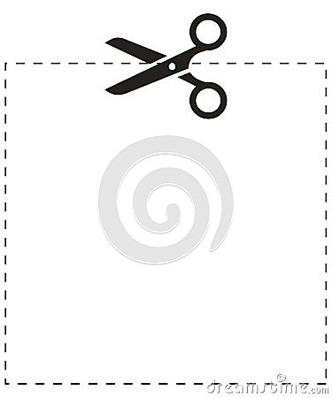 Coupon cut lines icon in flat style. Scissors snip vector illustration Cartoon Illustration