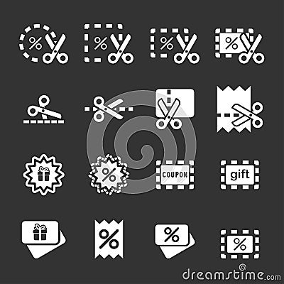 Coupon and discount icon set, vector eps10 Vector Illustration