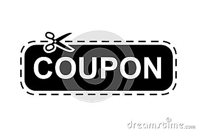 Coupon scissors cut template. Coupon dashed line square, rectangle templates â€“ vector Stock Photo