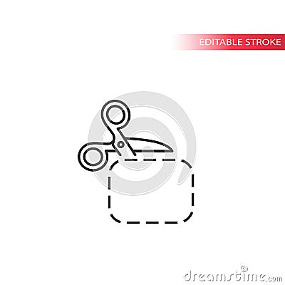 Coupon with scissors and dashed line rounded rectangle Vector Illustration