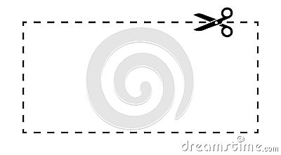 Coupon template. Dashed line with scissors black vector label. Vector Illustration