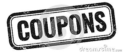 COUPONS text on black grungy vintage stamp Stock Photo