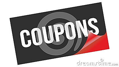 COUPONS text on black red sticker stamp Stock Photo