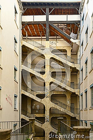 Cour des Voraces - Lyon, France Stock Photo