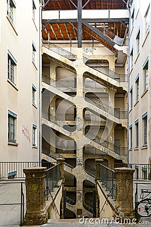 Cour des Voraces - Lyon, France Stock Photo