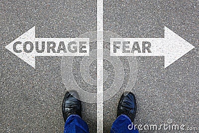 Courage and fear risk safety future strength strong business con Stock Photo