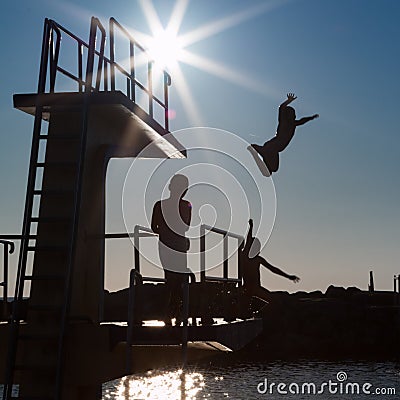 Courage and Jump: Success Abstract Concept Stock Photo