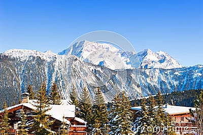 Courchevel ski resort in Alps mountains, France Stock Photo