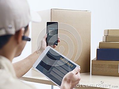 Courier company worker at work Stock Photo