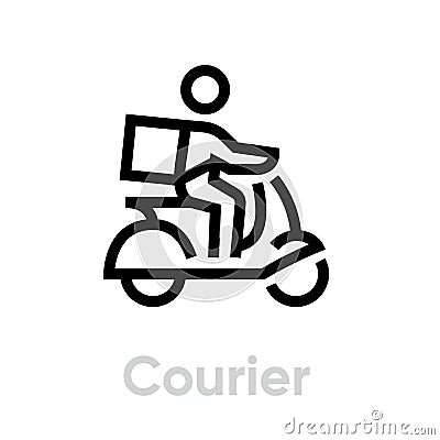 Courier Delivery Bike icon. Editable line vector. Vector Illustration