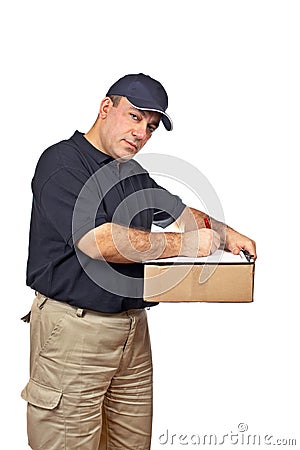 Courier holding the box Stock Photo