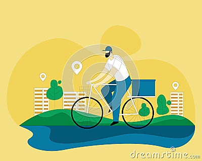 Courier parcel delivery door to door vector illustration Vector Illustration