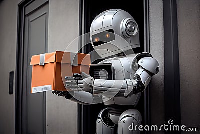 courier robot delivering important documents to clients Stock Photo