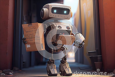 courier robot delivering important documents to clients Stock Photo