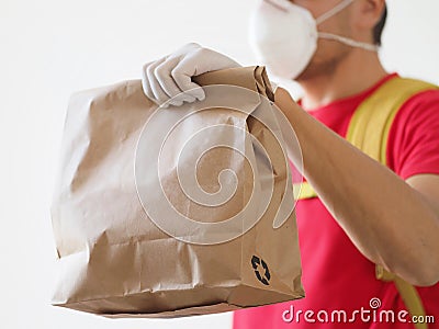 Courier Safe Food Delivery Stock Photo