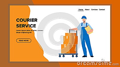 Courier Service Worker Delivering Boxes Vector Illustration Vector Illustration
