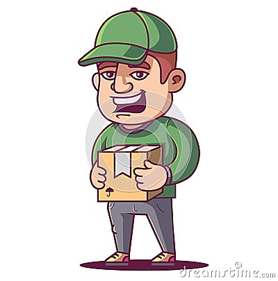 Courier smiles and holds Vector Illustration