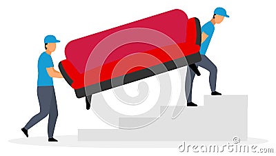 Couriers carrying sofa flat illustration Vector Illustration
