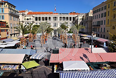 Cours Saleya and Place Pierre Gautier, Nice, France Editorial Stock Photo