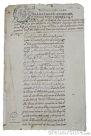Course of the voyage of Antonio de Isasi to Veracruz, 1681 Editorial Stock Photo