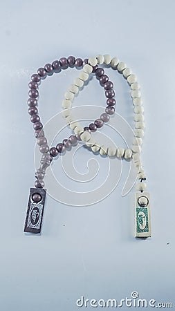 Photos of black and white prayer beads Stock Photo