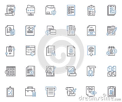 Court company line icons collection. Litigation, Justice, Advocacy, Jurisdiction, Proceedings, Defense, Trials vector Vector Illustration