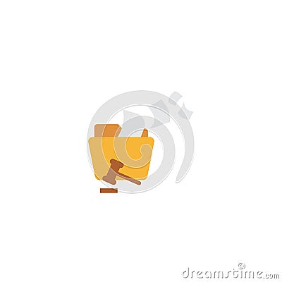 Court folder with judge gavel vector icon symbol isolated on white background Vector Illustration
