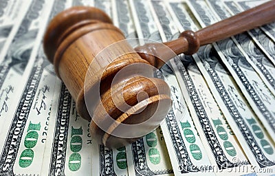 Court gavel and money Stock Photo