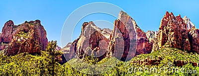 The Patriarchs, Abraham Peak, Isaac Peak and Jacob Peak, in Zion National Park in Utah, United Sates Stock Photo