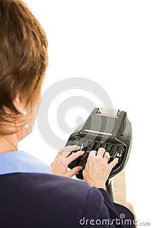 Court Reporter - Over Shoulder Stock Photo