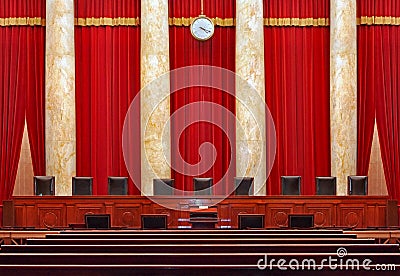 Court room interior at the United States Supreme Court Editorial Stock Photo