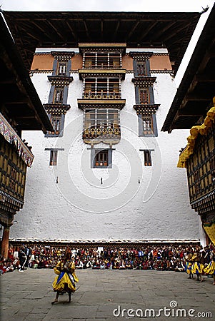 Court yard of paro dzong. Stock Photo