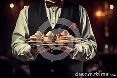 Courteous Hands wedding waiter. Generate Ai Stock Photo