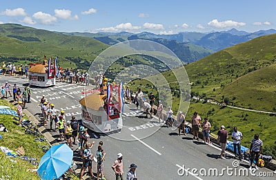 Courtepaille Restaurant Vehicles - Tour de France 2014 Editorial Stock Photo