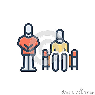 Color illustration icon for Courtesy, chivalry and urbanity Cartoon Illustration