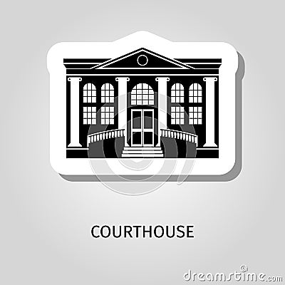 Courthouse black building sticker Vector Illustration