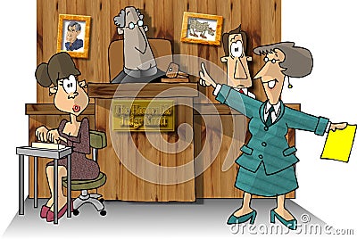 Courtroom II Cartoon Illustration