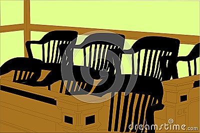 Courtroom Jury Duty Seating Area with Chairs Vector Illustration