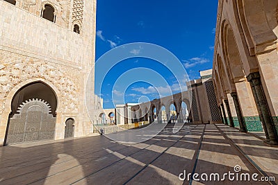 Arcs and columns of Hassan II Mosque Stock Photo