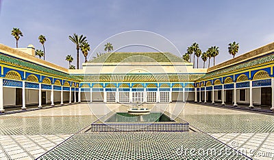 Courtyard of the Bahia palace in Marrakesh - Morocco Stock Photo