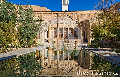 The courtyard of the Boroujerdi historic house in Kashan, Iran Editorial Stock Photo