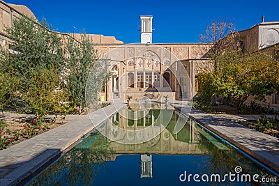 The courtyard of the Boroujerdi historic house in Kashan, Iran Editorial Stock Photo