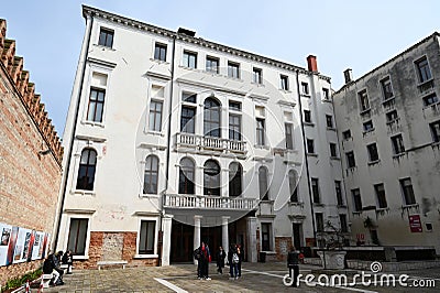 Courtyard of Ca' Foscari University in Venice with students Editorial Stock Photo